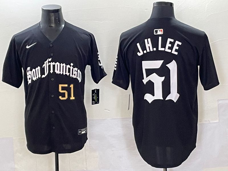 Men 2025 San Francisco Giants 51 J.H.Lee Black Five generations Joint Name Nike MLB Jersey style 43